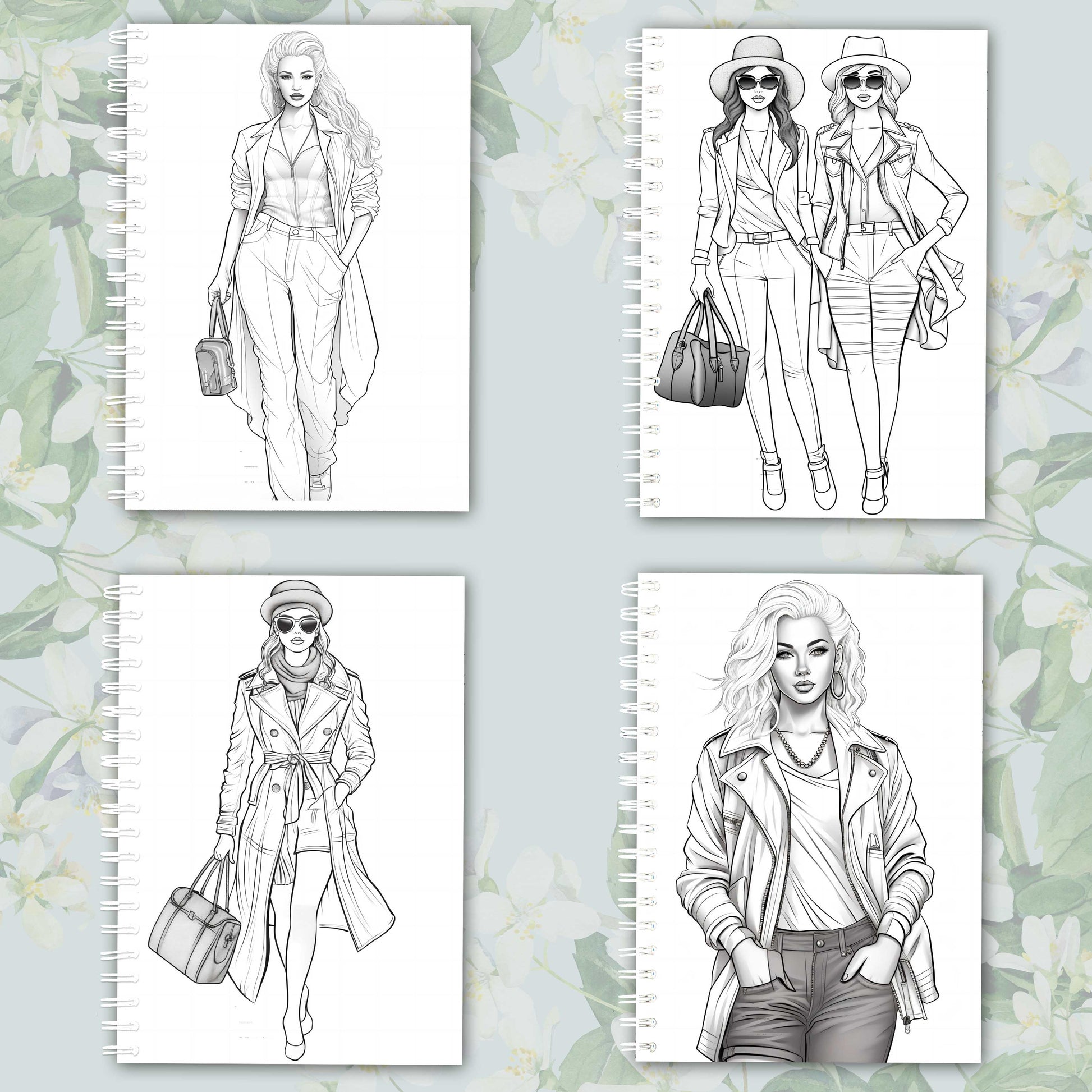 Adult Coloring Book, Female Fashion Designs