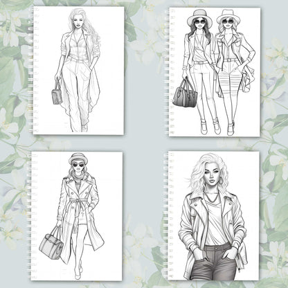 Adult Coloring Book, Female Fashion Designs