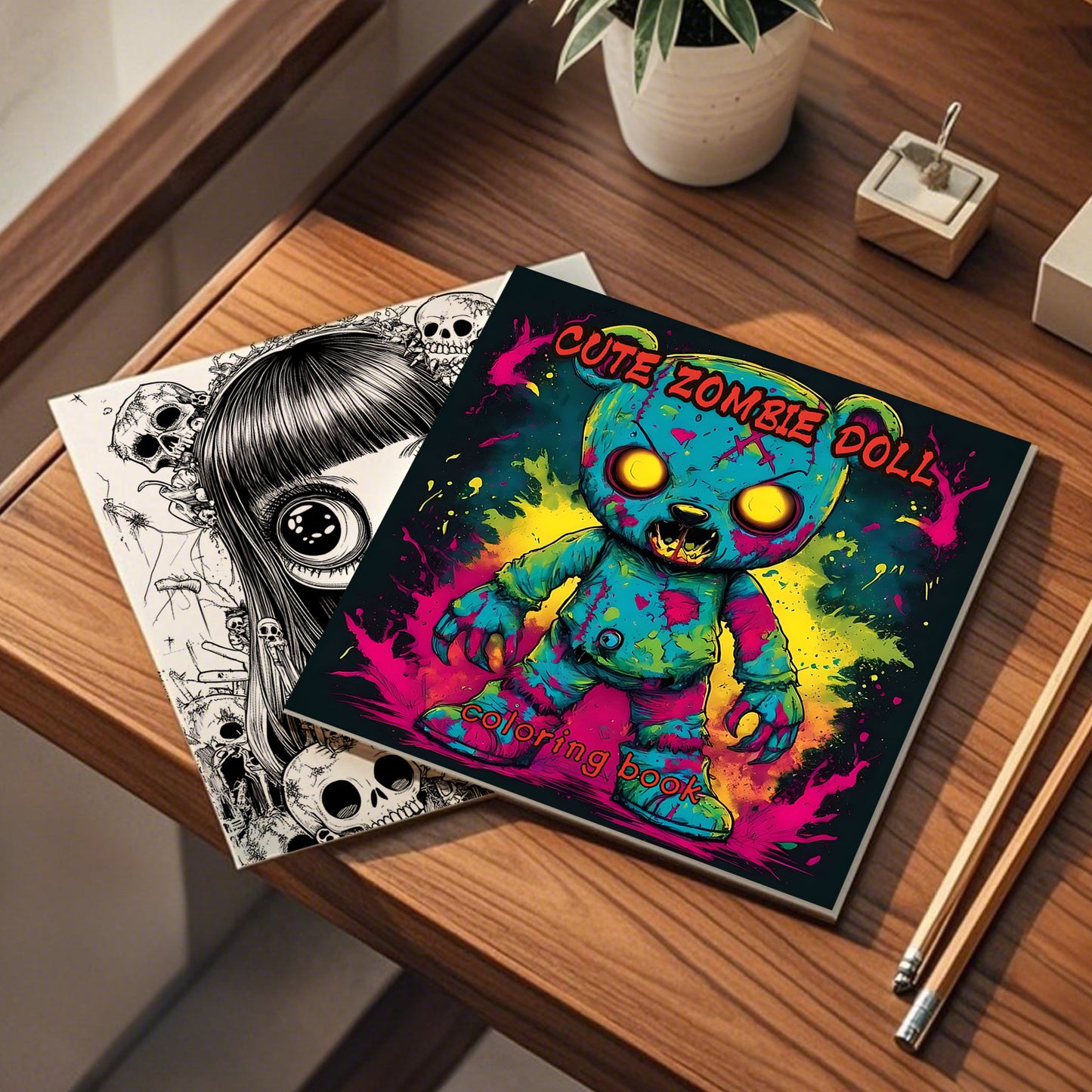 Cute Zombie Doll Coloring Book, Adult Coloring Book, Halloween Graffiti Painting For Kill Time