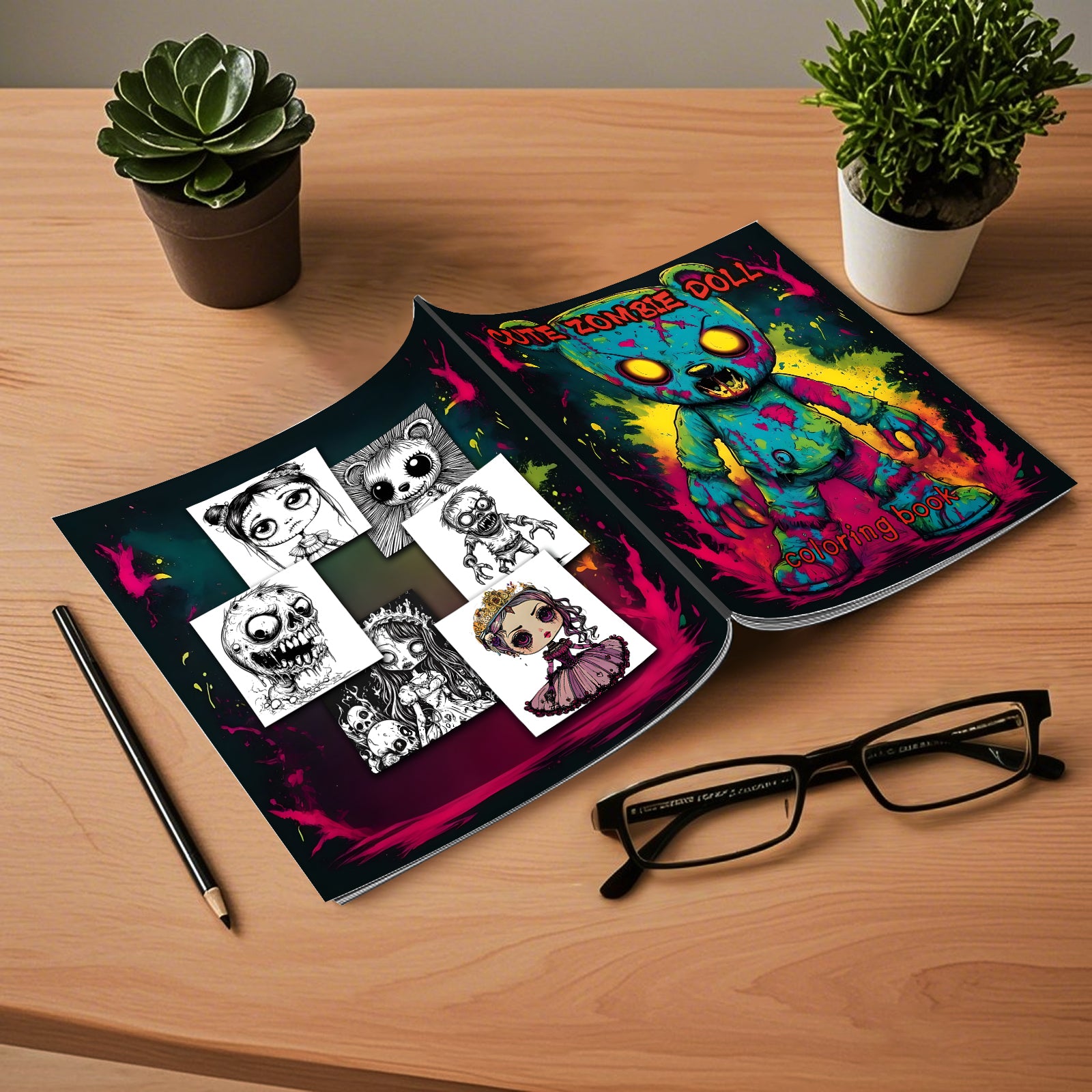 Cute Zombie Doll Coloring Book, Adult Coloring Book, Halloween Graffiti Painting For Kill Time