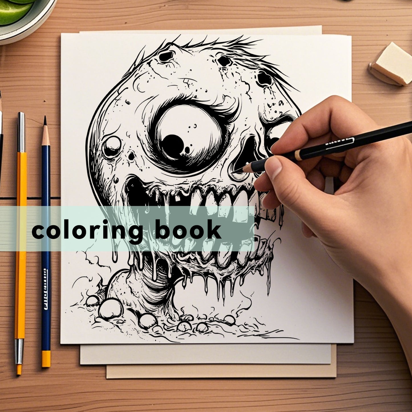Cute Zombie Doll Coloring Book, Adult Coloring Book, Halloween Graffiti Painting For Kill Time
