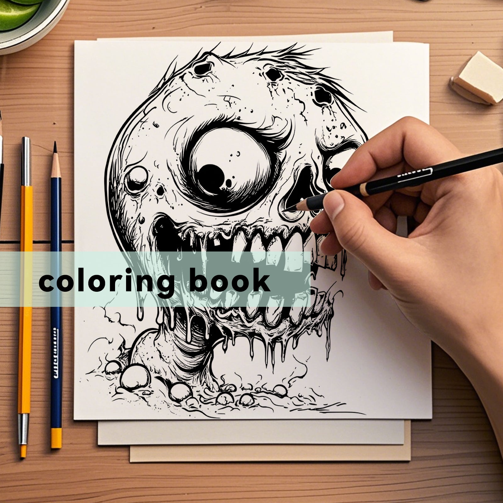 Cute Zombie Doll Coloring Book, Adult Coloring Book, Halloween Graffiti Painting For Kill Time