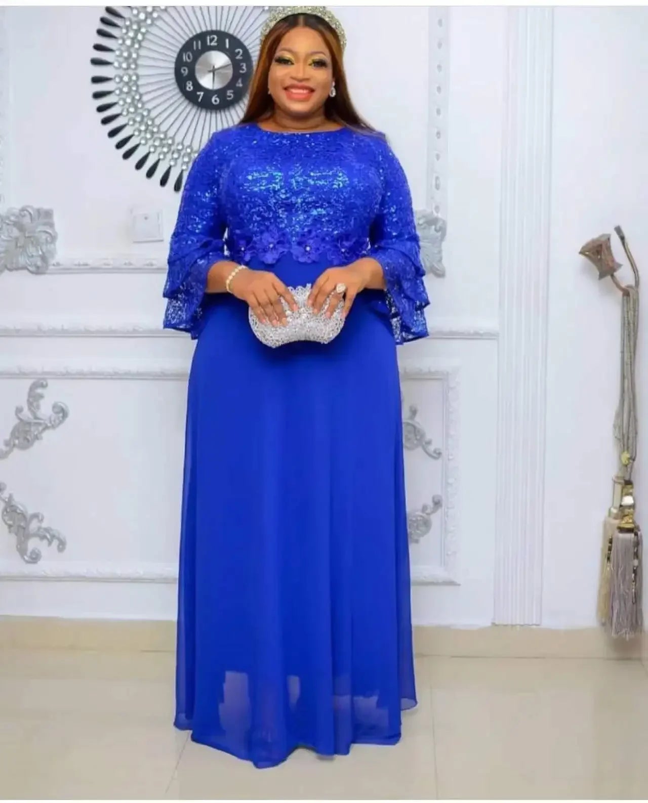 Elegant Ankara Party Dresses for Women, 2024 New Fashion Dashiki Maxi Dress, Muslim Wedding Gowns