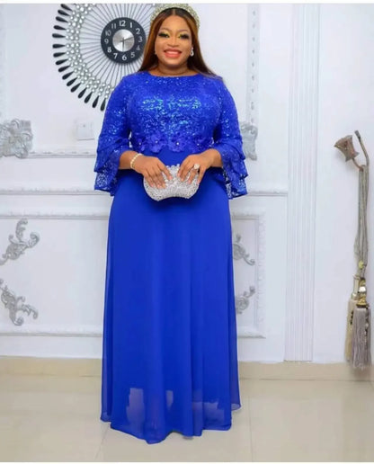 Elegant Ankara Party Dresses for Women, 2024 New Fashion Dashiki Maxi Dress, Muslim Wedding Gowns
