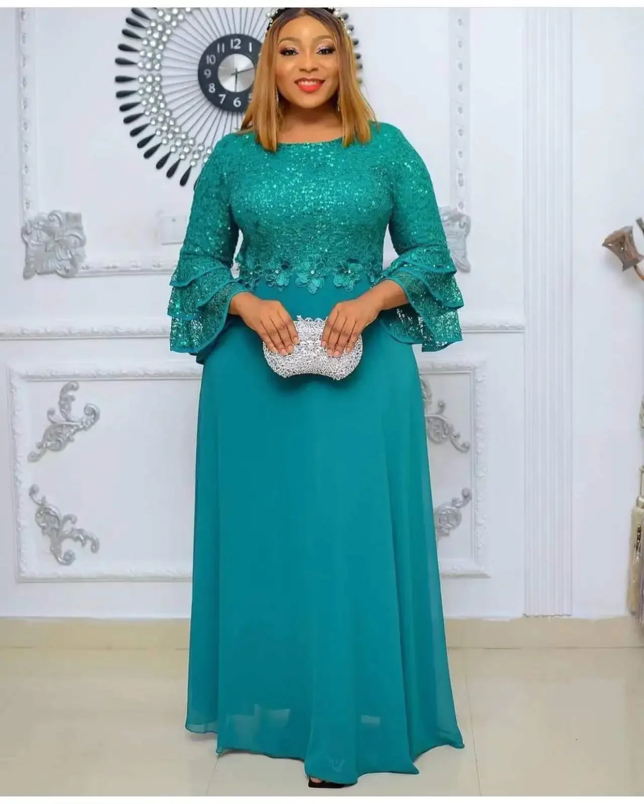 Elegant Ankara Party Dresses for Women, 2024 New Fashion Dashiki Maxi Dress, Muslim Wedding Gowns