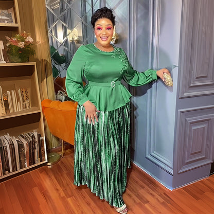 Elegant Ankara Maxi Dress, Plus Size African Party Dresses for Women, Dashiki Lace Wedding Gown, Fashion Muslim