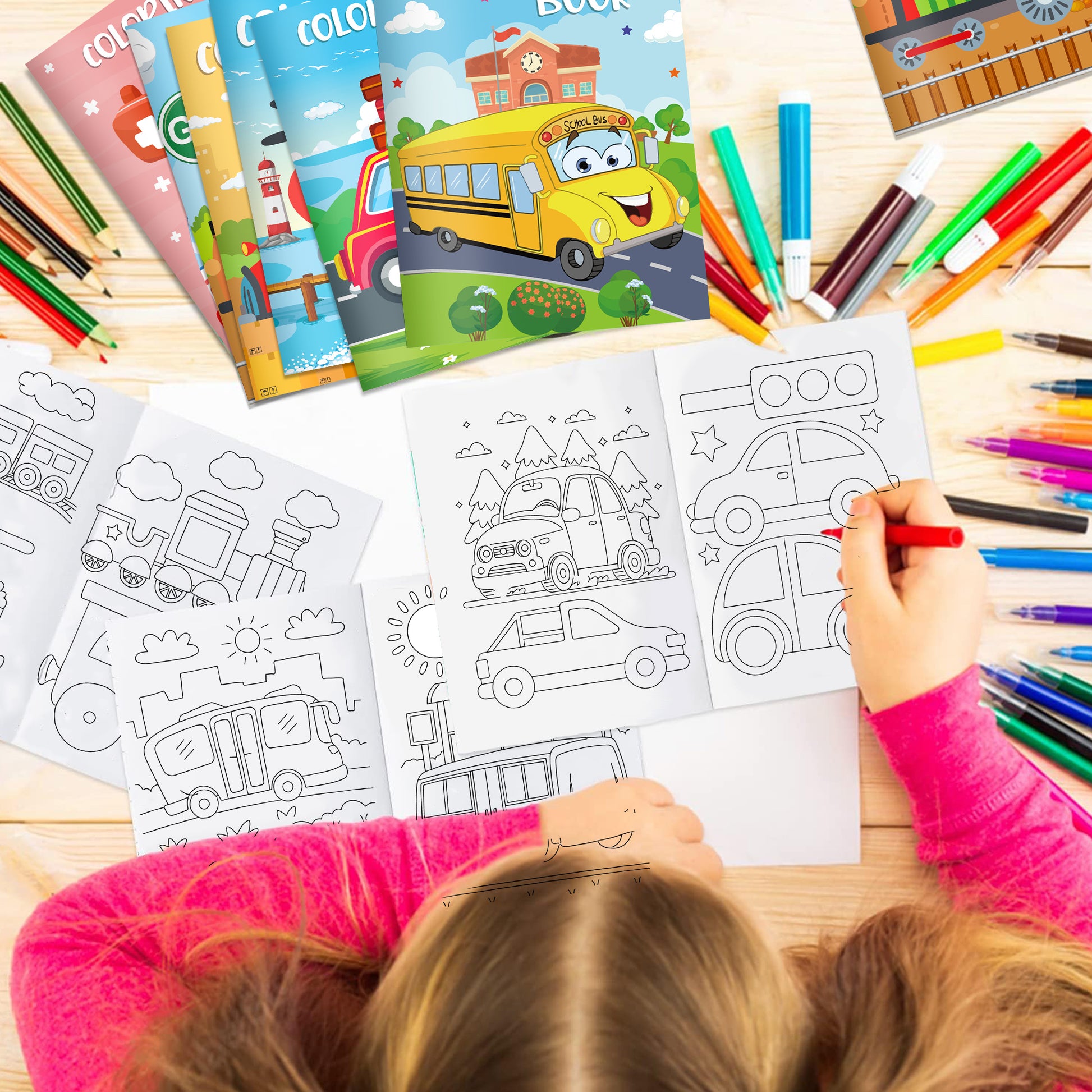Vehicle Coloring Book, Graffiti Aircraft, Fire Truck Patterns, Drawing Painting Books, Kids Gifts, Party Supplies