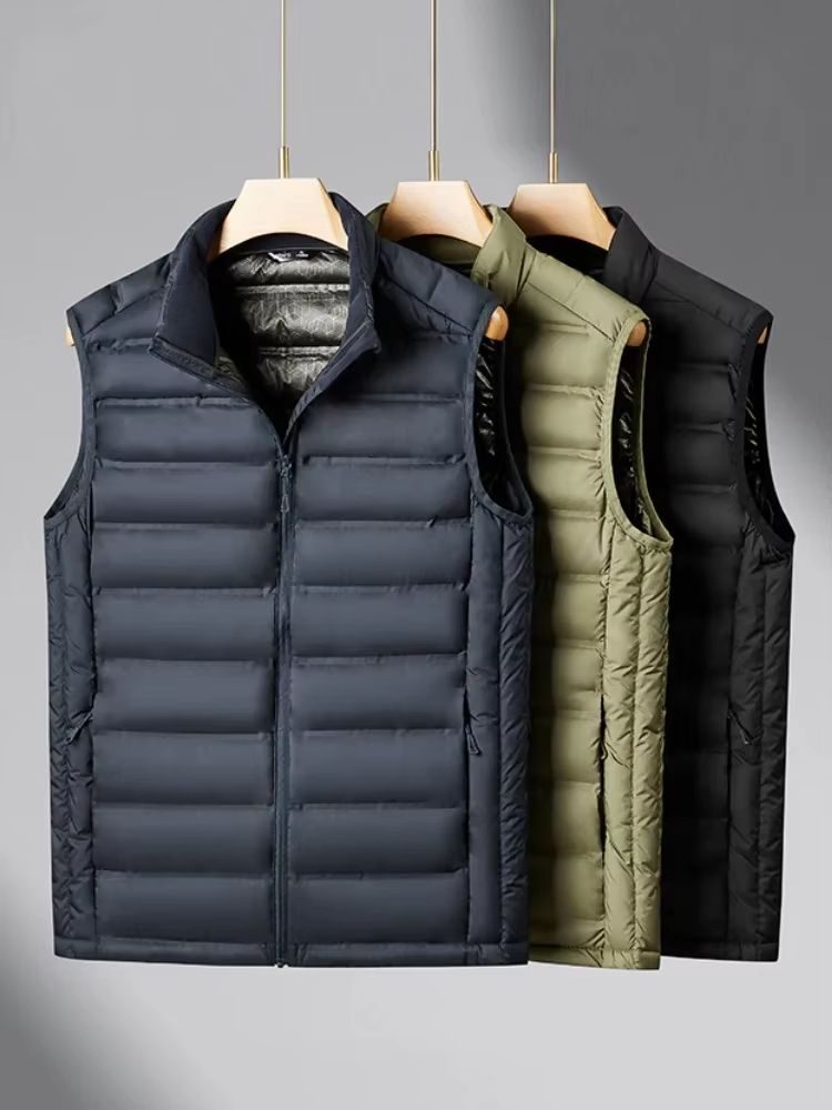 90% White Duck Down Winter Couple Vest – Sleeveless Puffer Jacket with Graphene Liner and Stand Collar (Big Size 8XL)