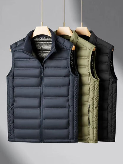 90% White Duck Down Winter Couple Vest – Sleeveless Puffer Jacket with Graphene Liner and Stand Collar (Big Size 8XL)