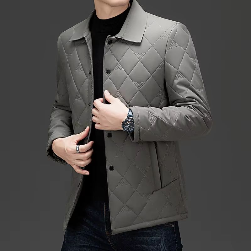 Top Grade Mens Diamond Quilted Bubble Coat  Winter Parka Jacket With TurnDown Collar For Warmth And 3