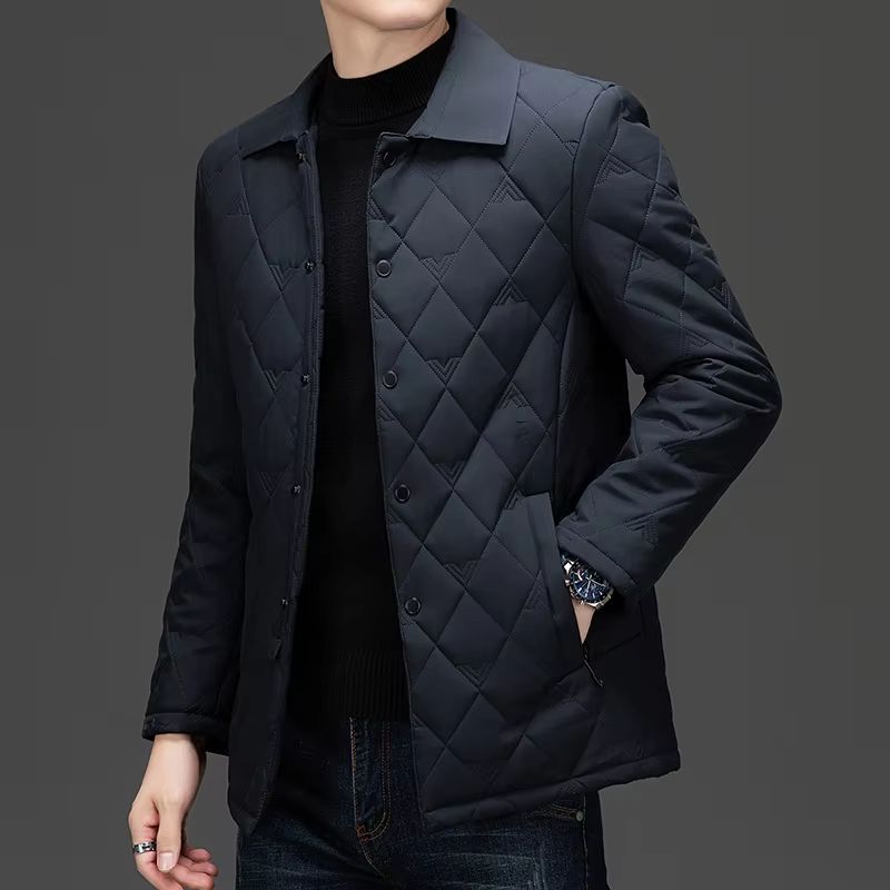 Top Grade Mens Diamond Quilted Bubble Coat  Winter Parka Jacket With TurnDown Collar For Warmth And 8