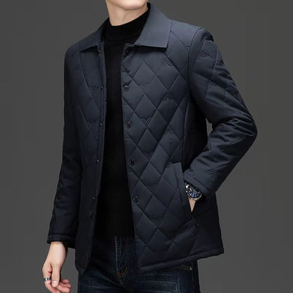 Top Grade Mens Diamond Quilted Bubble Coat  Winter Parka Jacket With TurnDown Collar For Warmth And 8
