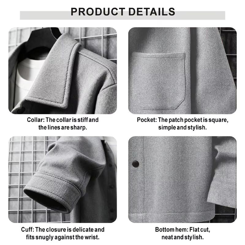 Mens Warm Brushed Jacket With Lapel ButtonDown Casual Coat  Autumn And Winter Business Casual With  2
