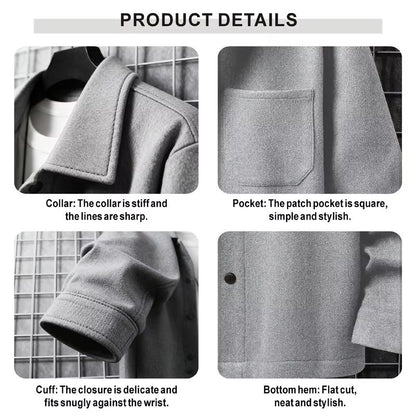 Mens Warm Brushed Jacket With Lapel ButtonDown Casual Coat  Autumn And Winter Business Casual With  2