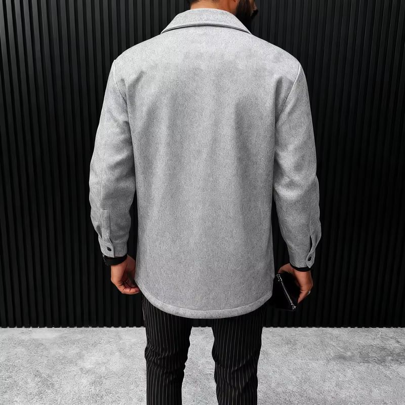 Mens Warm Brushed Jacket With Lapel ButtonDown Casual Coat  Autumn And Winter Business Casual With  3