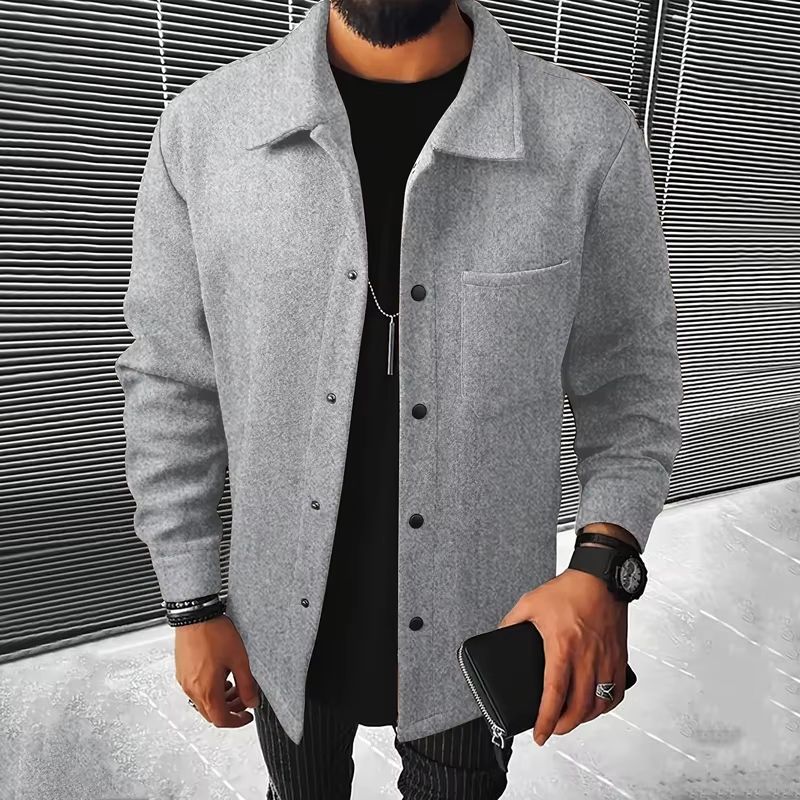 Mens Warm Brushed Jacket With Lapel ButtonDown Casual Coat  Autumn And Winter Business Casual With  6