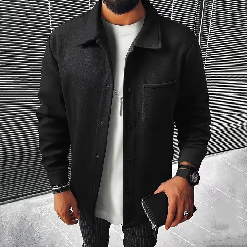 Mens Warm Brushed Jacket With Lapel ButtonDown Casual Coat  Autumn And Winter Business Casual With  7