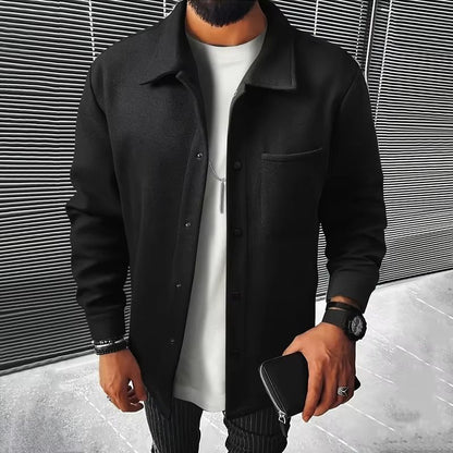 Mens Warm Brushed Jacket With Lapel ButtonDown Casual Coat  Autumn And Winter Business Casual With  7