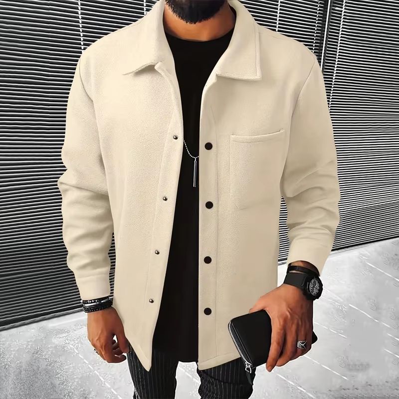 Mens Warm Brushed Jacket With Lapel ButtonDown Casual Coat  Autumn And Winter Business Casual With  8