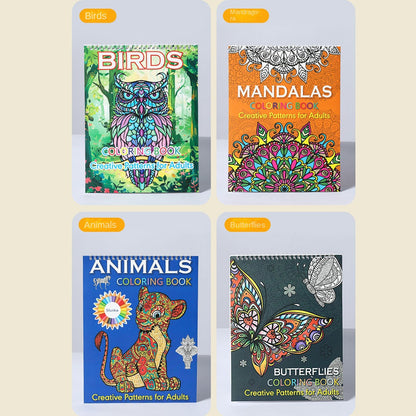 Spiral Binding Kids Coloring Book Single Side Mandala Animal And Butterfly Designs Removable Pages  2