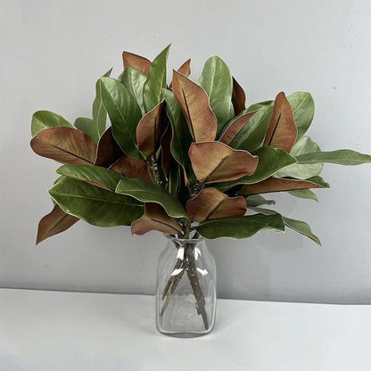 Artificial Magnolia Leaf Branches Green Plant Decoration Pack 2