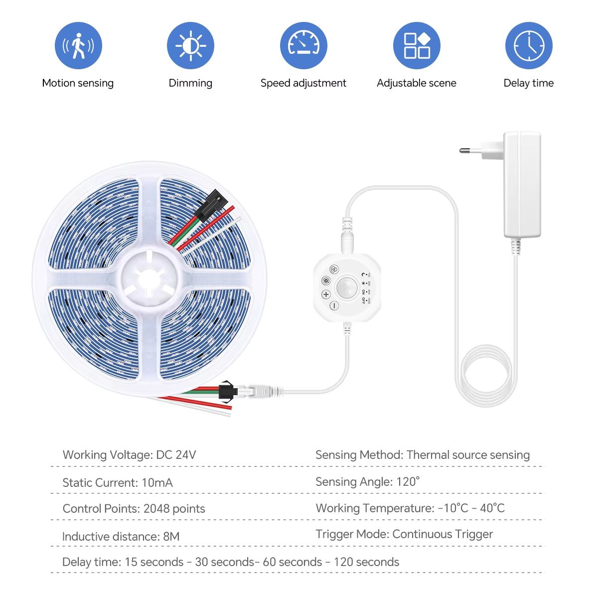 PIR Motion Sensor LED Stairs Night Light  Addressable Chasing WS2811 Pixel Strip For Staircase Corr 1