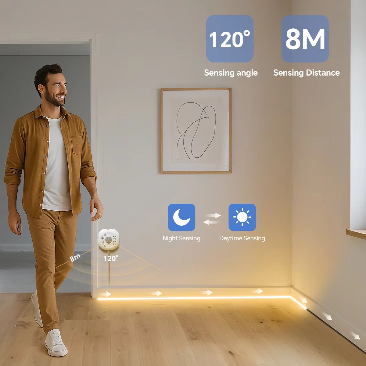 PIR Motion Sensor LED Stairs Night Light  Addressable Chasing WS2811 Pixel Strip For Staircase Corr 3