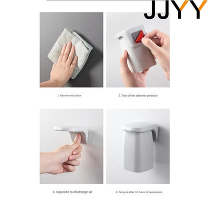 Magnetic Suction Mouthwash Cup WallMounted Toothbrush Holder  Bathroom Shower Drain Rack  Brushing  1