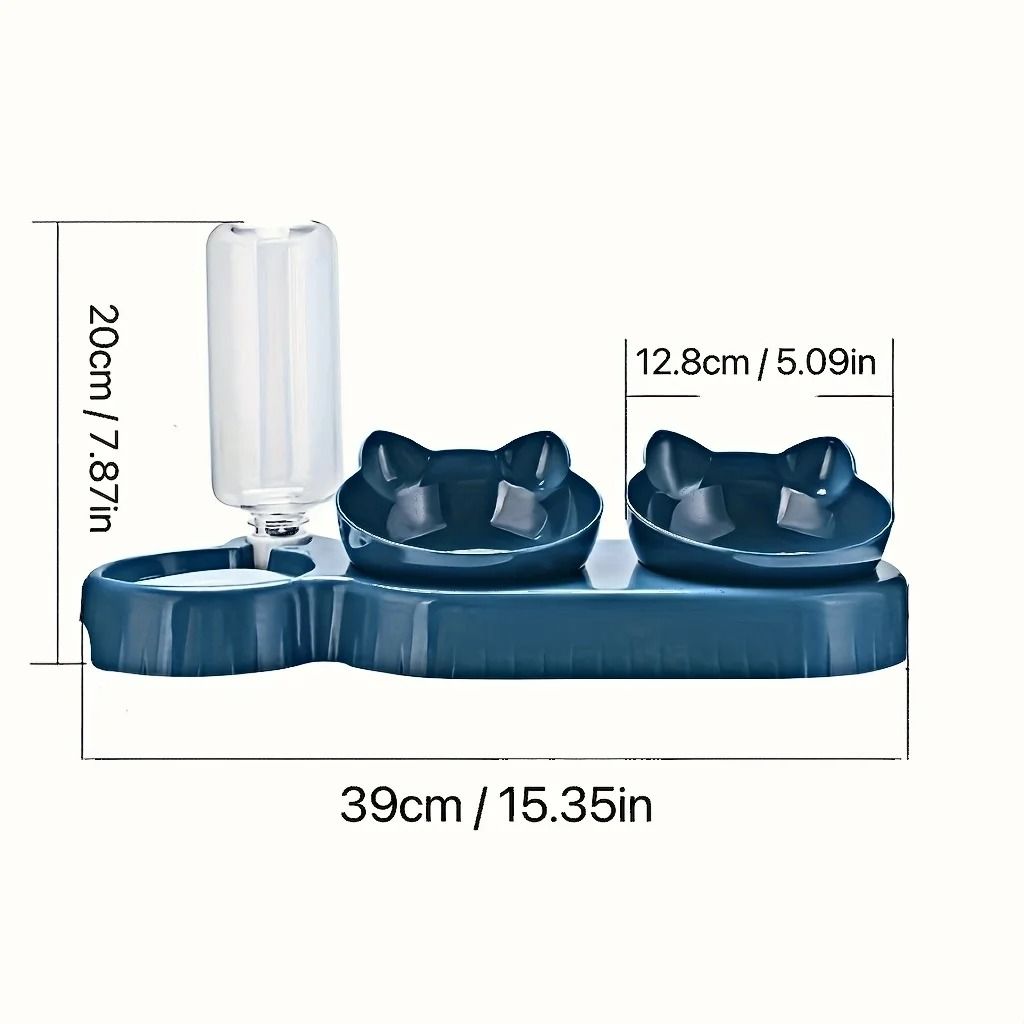 3 In 1 Pet Bowl With Water Feeder Tilted Design For Cat And Dog 2