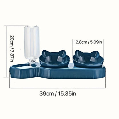 3 In 1 Pet Bowl With Water Feeder Tilted Design For Cat And Dog 2