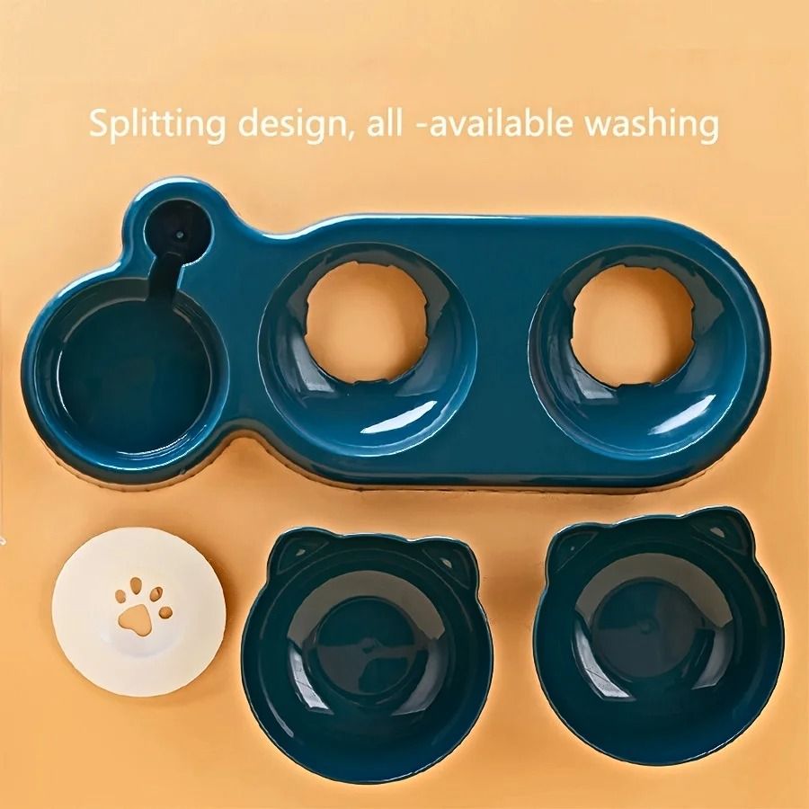 3 In 1 Pet Bowl With Water Feeder Tilted Design For Cat And Dog 5