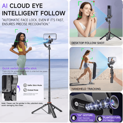 C22 Smart AI Face Tracking Gimbal Stabilizer With Tripod 1