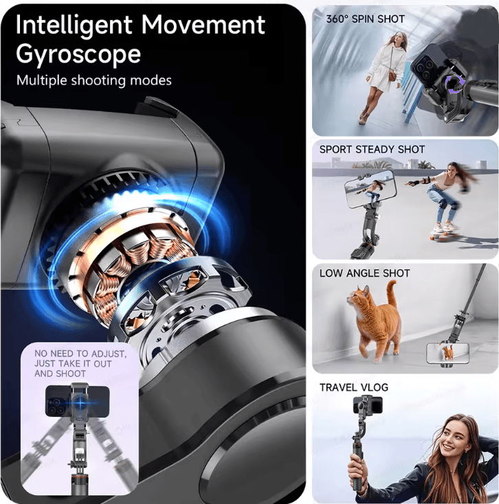 C22 Smart AI Face Tracking Gimbal Stabilizer With Tripod 2