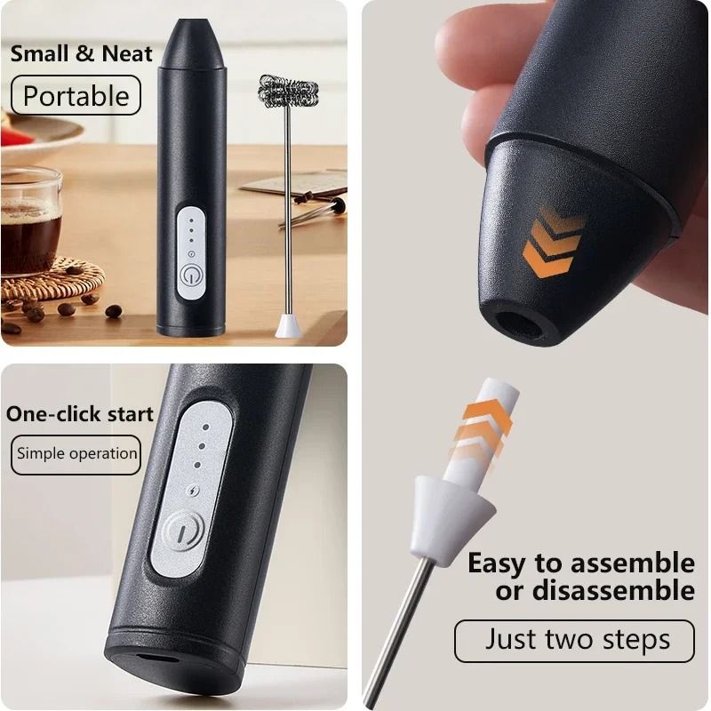 Wireless Electric Milk Frother USB Rechargeable Handheld Foamer 3