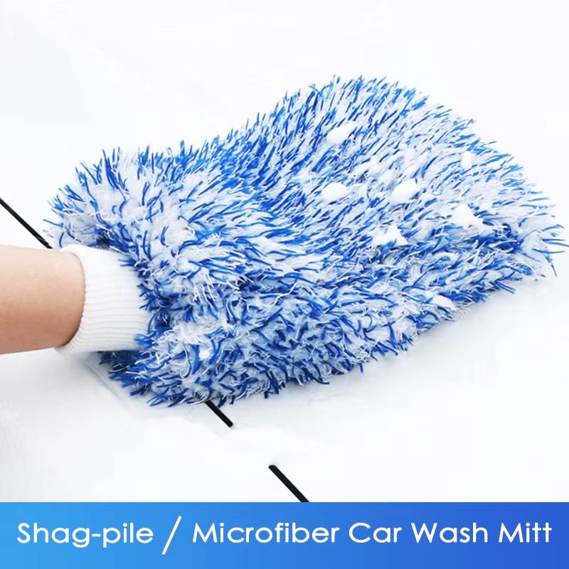 Plush Microfiber Car Wash Mitt - Soft & Thick Auto Cleaning Tool for a Scratch-Free Shine