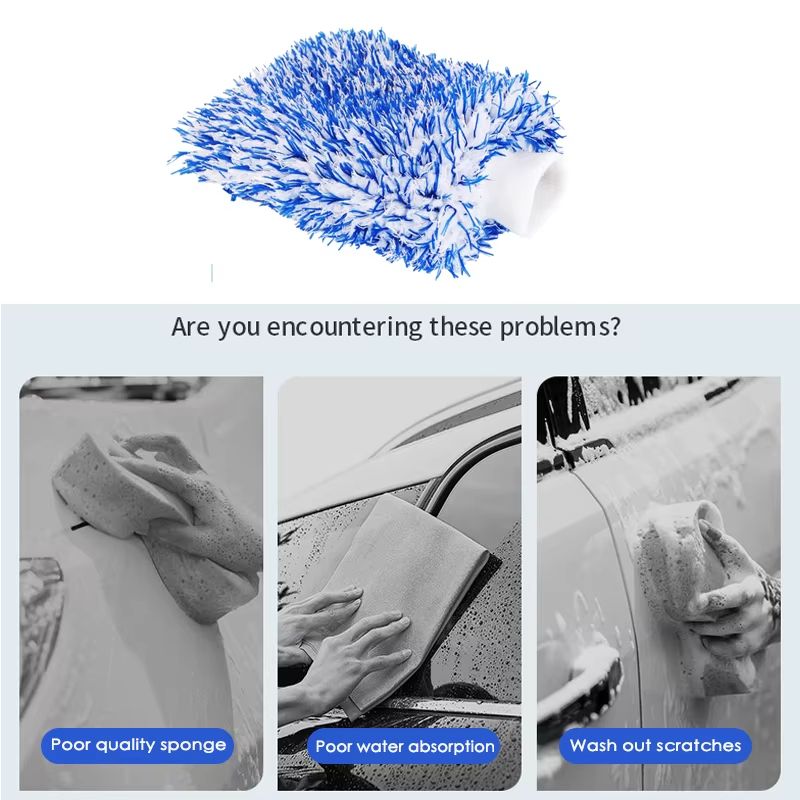 Plush Microfiber Car Wash Mitt  Soft  Thick Auto Cleaning Tool For A ScratchFree Shine 3