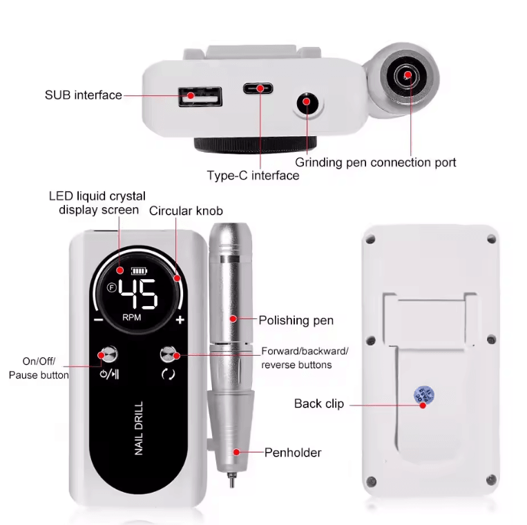 ProNail 45000RPM Electric Nail Drill Machine Rechargeable And Portable 1
