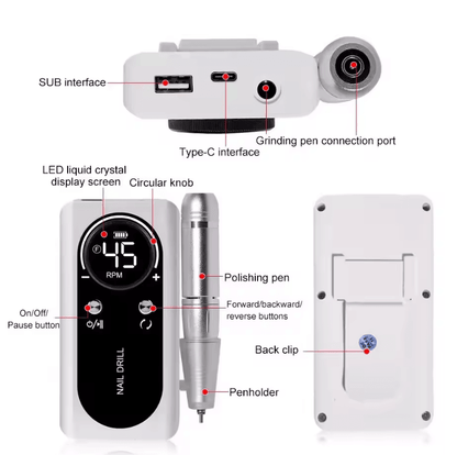 ProNail 45000RPM Electric Nail Drill Machine Rechargeable And Portable 1