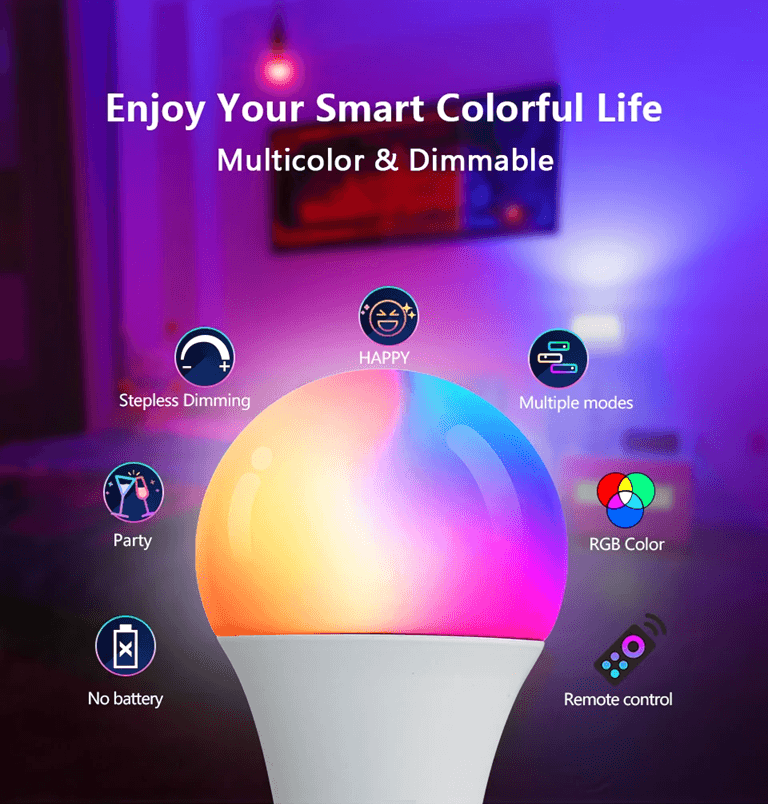 LumiGlow RGB LED Light Bulb With Remote Control 2