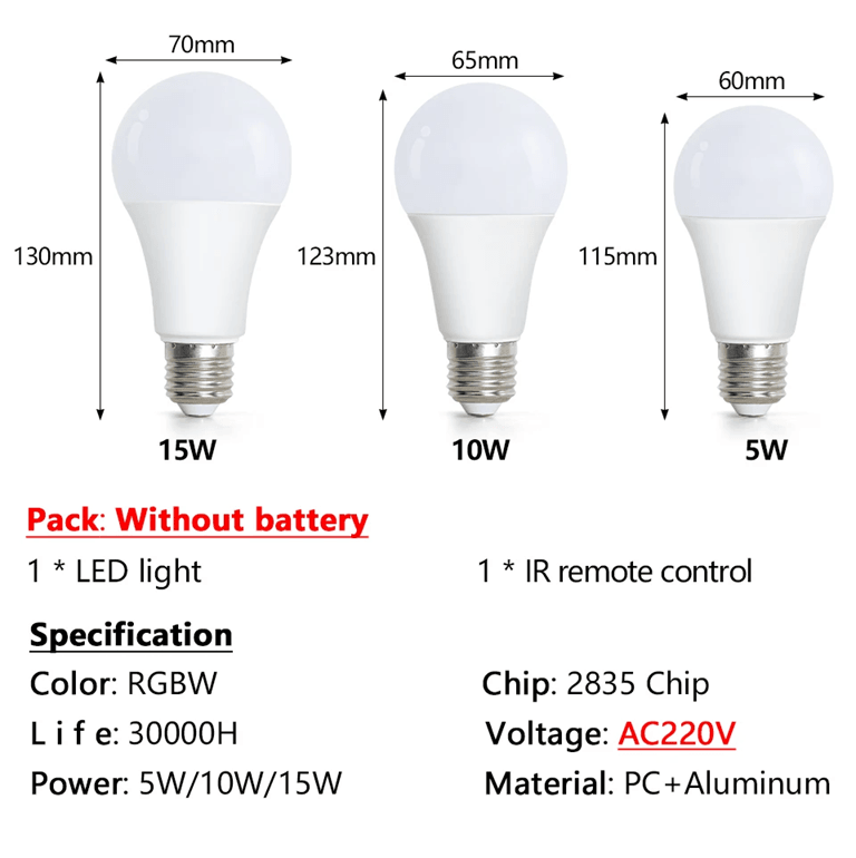 LumiGlow RGB LED Light Bulb With Remote Control 3