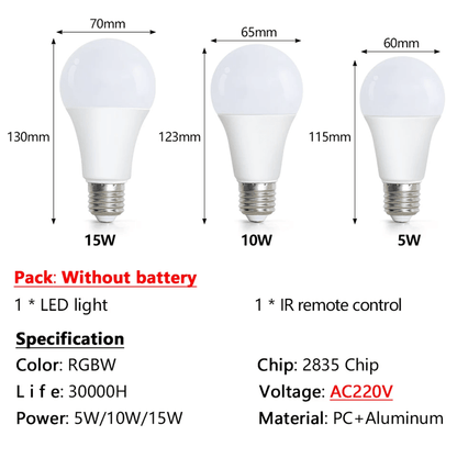 LumiGlow RGB LED Light Bulb With Remote Control 3