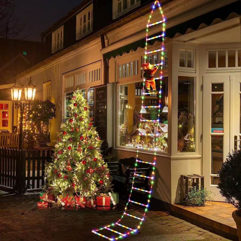 Climbing Santa LED Ladder Lights  1 PlugIn Fairy Christmas Decoration Warm WhiteMulticolor 8 Modes 1