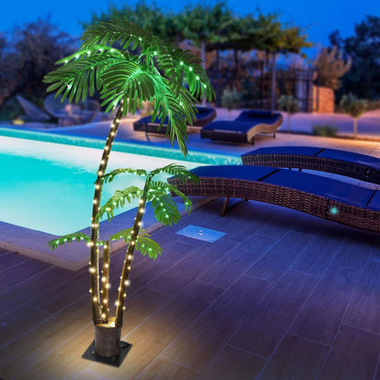 Solar Lighted Artificial Palm Tree For Outdoor Garden Yard And Tiki Bar Decor 6