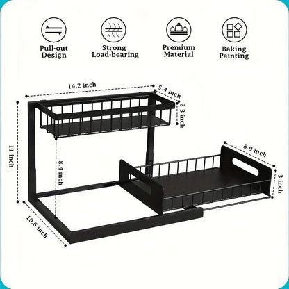 2 Tier Sliding Under Sink Organizer For Kitchen And Bathroom Storage 3