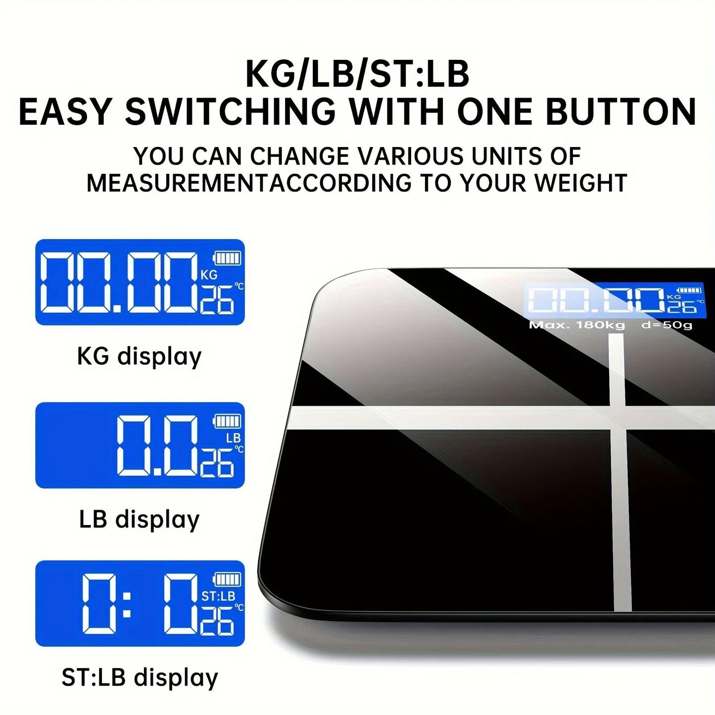 Electronic Digital Bathroom Scale With LCD Display And Temperature Function 2