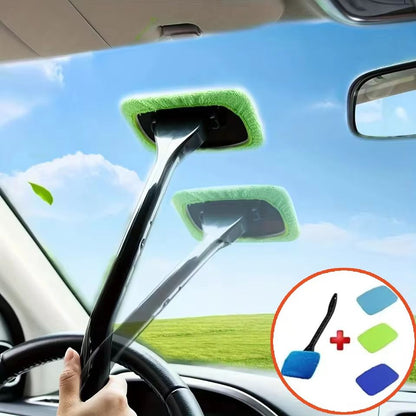 BenefitDrive Long-Reach Car Window Cleaner Tool – Windshield Cleaning Kit & Auto Glass Wiper Brush with Extendable Handl