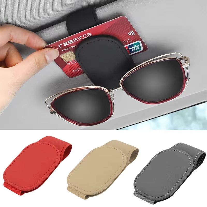 DriverLux Magnetic Leather Eyeglass  Ticket Clip  Universal Car Visor Sunglasses Holder 3