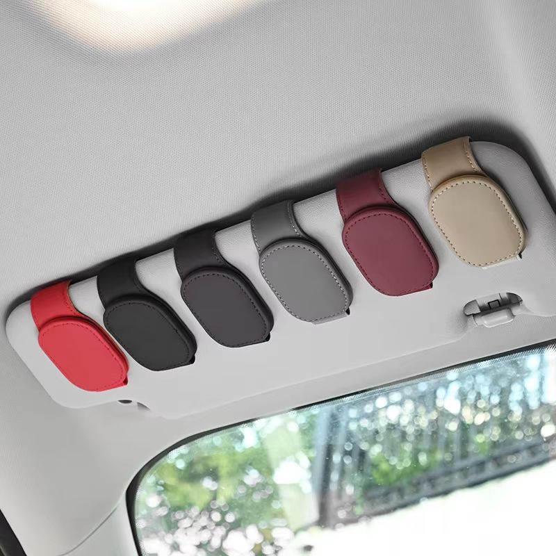 DriverLux Magnetic Leather Eyeglass  Ticket Clip  Universal Car Visor Sunglasses Holder 5