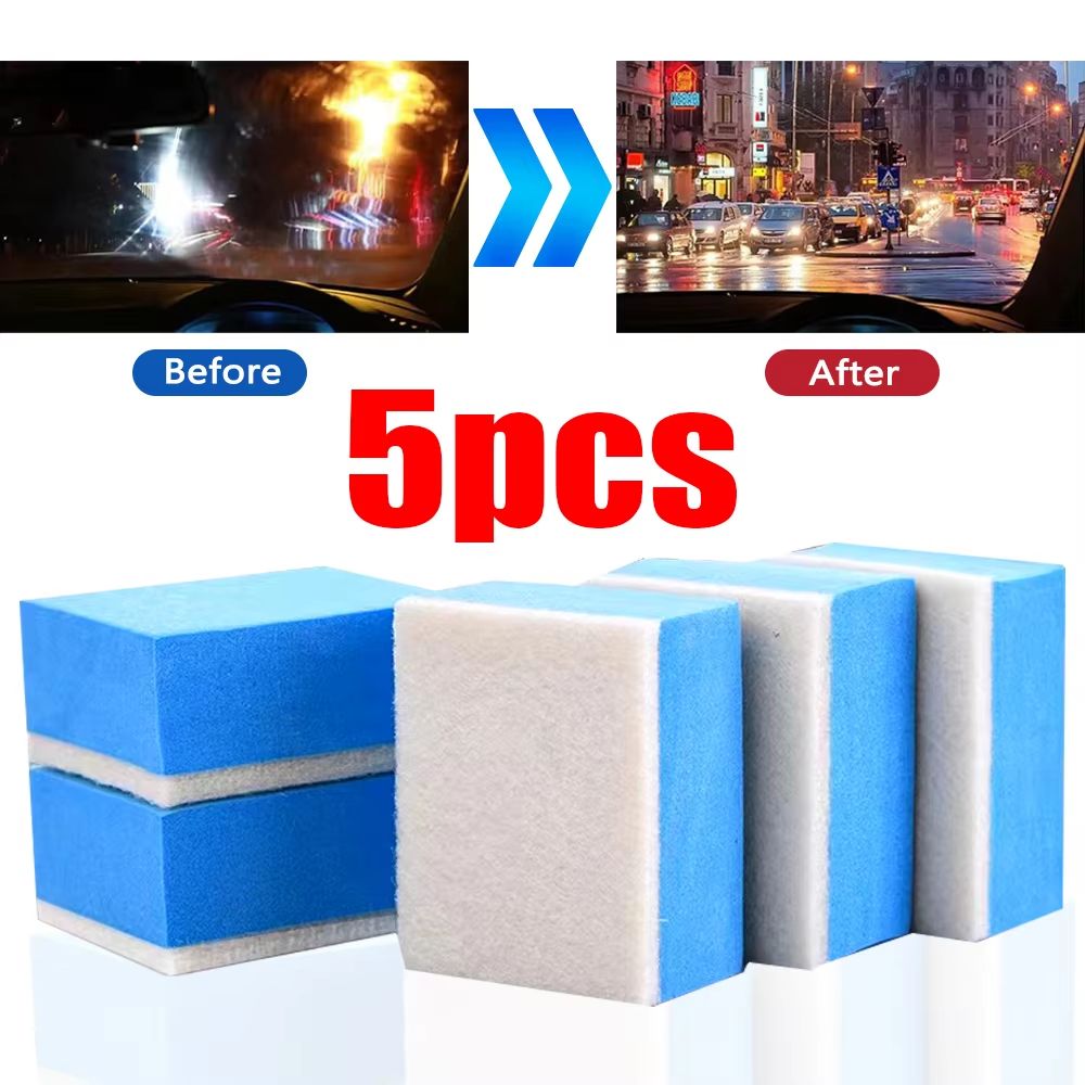 CrystalClear Glass Oil Film Cleaning Sponge – Windshield Polishing & Wool-Felt Brush Tool for Car & Auto Glass