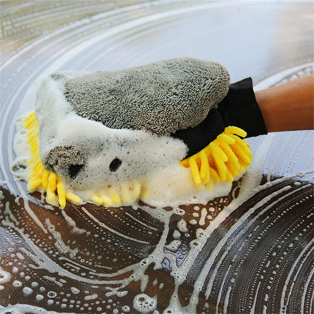 Premium UltraPlush Microfiber Car Wash Mitt DoubleSided Chenille Waterproof Glove 2